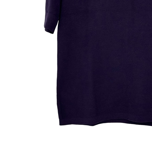 Talbots Medium Petite Deep Plum Cotton/Modal Short Sleeve Sweater w Back Zipper - Picture 4 of 8